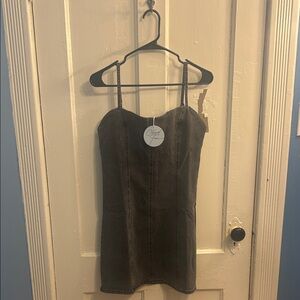Strapless Mini Dress in Charcoal Gray